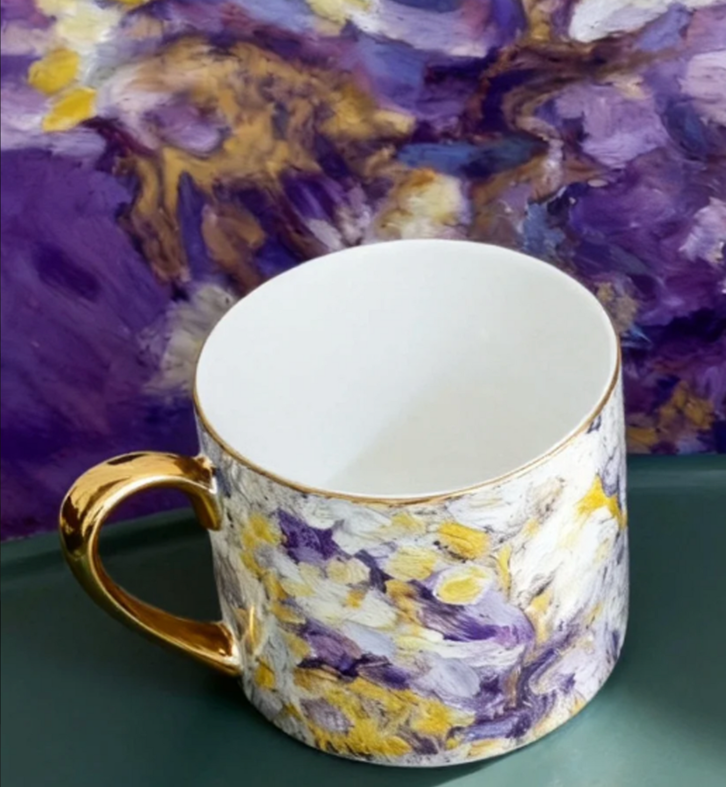 Traditional Turkish Style Tea Cup with Handle, Crafted from Fine Bone China, Paired with a Handmade Saucer